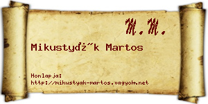 Mikustyák Martos névjegykártya